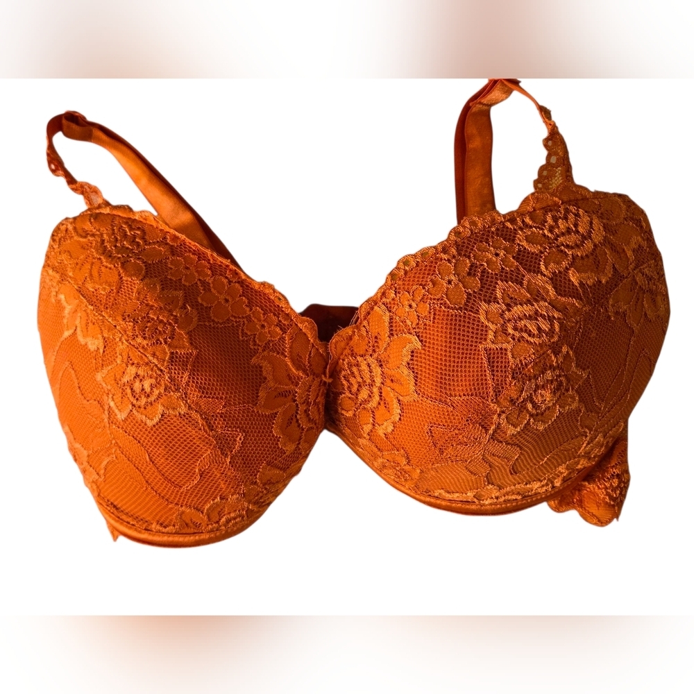 Frederick's of Hollywood Orange Lace Push Up Bra 34D